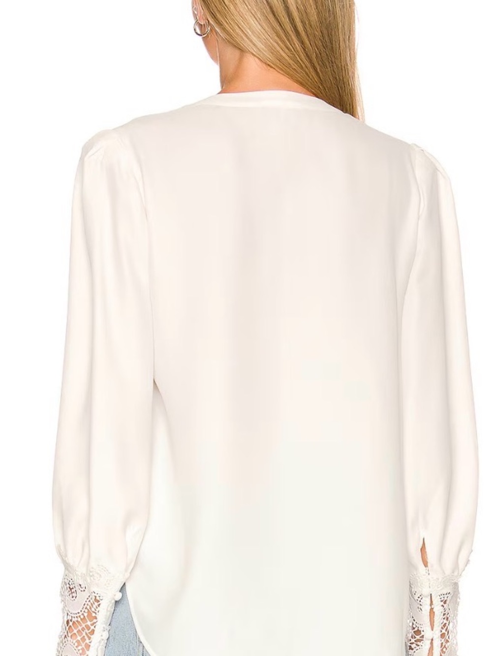 L’Agence Ava Lace Cuff Ivory Blouse - Picture 3 of 14